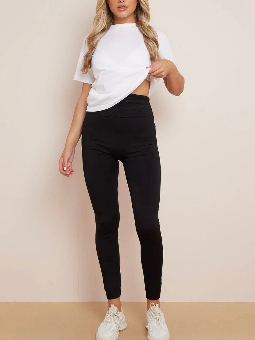 Fleecy Black Full Length Leggings LFH002