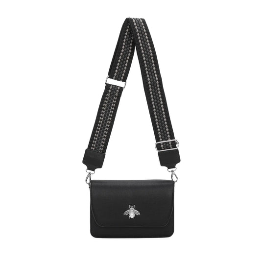 Leather Look Bee Cross Body Bag In Black LFH075