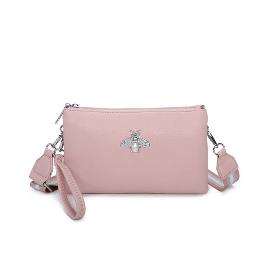 Leather Look Bee Wristlet Bag In Pink LFH070 (CLEARANCE)