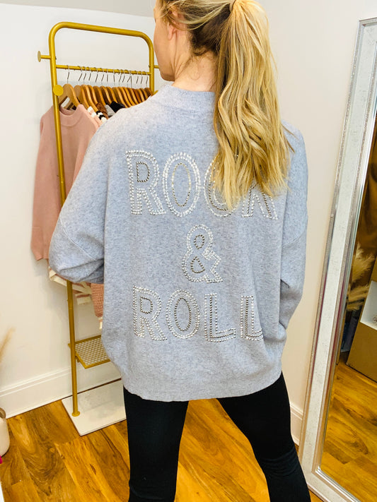 KRISTEN - Rock & Roll Studded Jumper In Grey