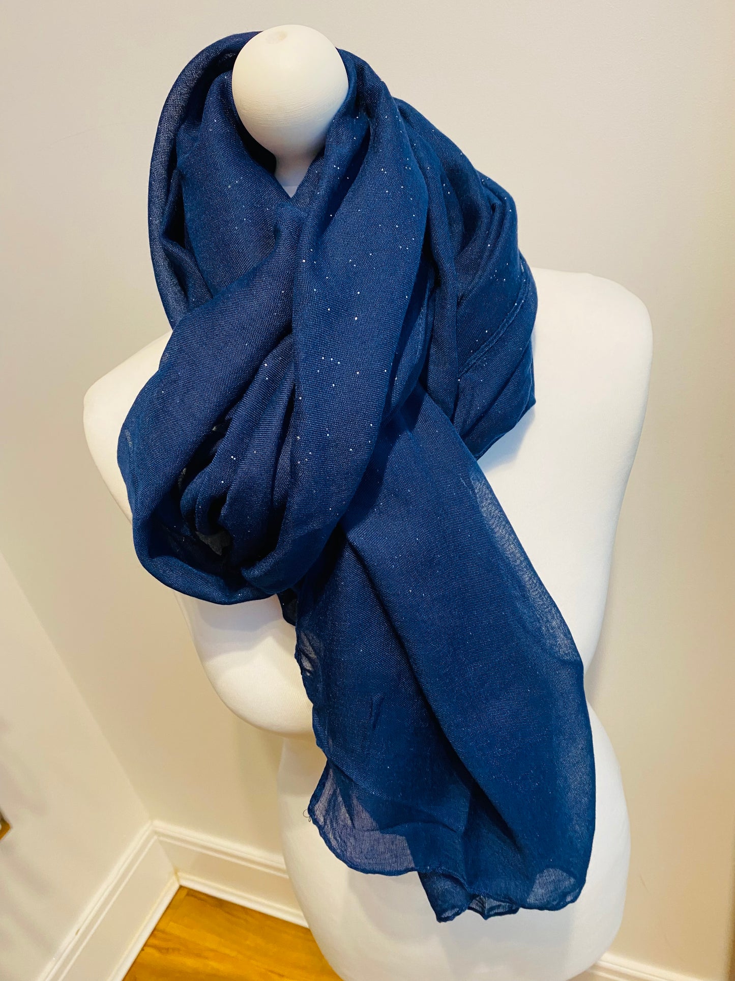 Sparkle Plain Scarf In Navy LFH090  (CLEARANCE)