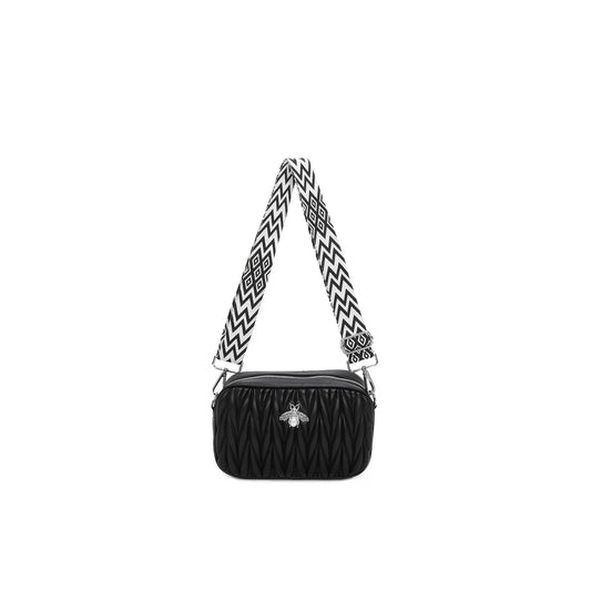 Quilted Leather Look Bee Bag In Black LFH074