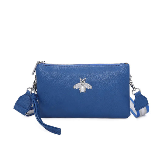 Leather Look Bee Wristlet Bag In Royal Blue LFH070 (CLEARANCE)