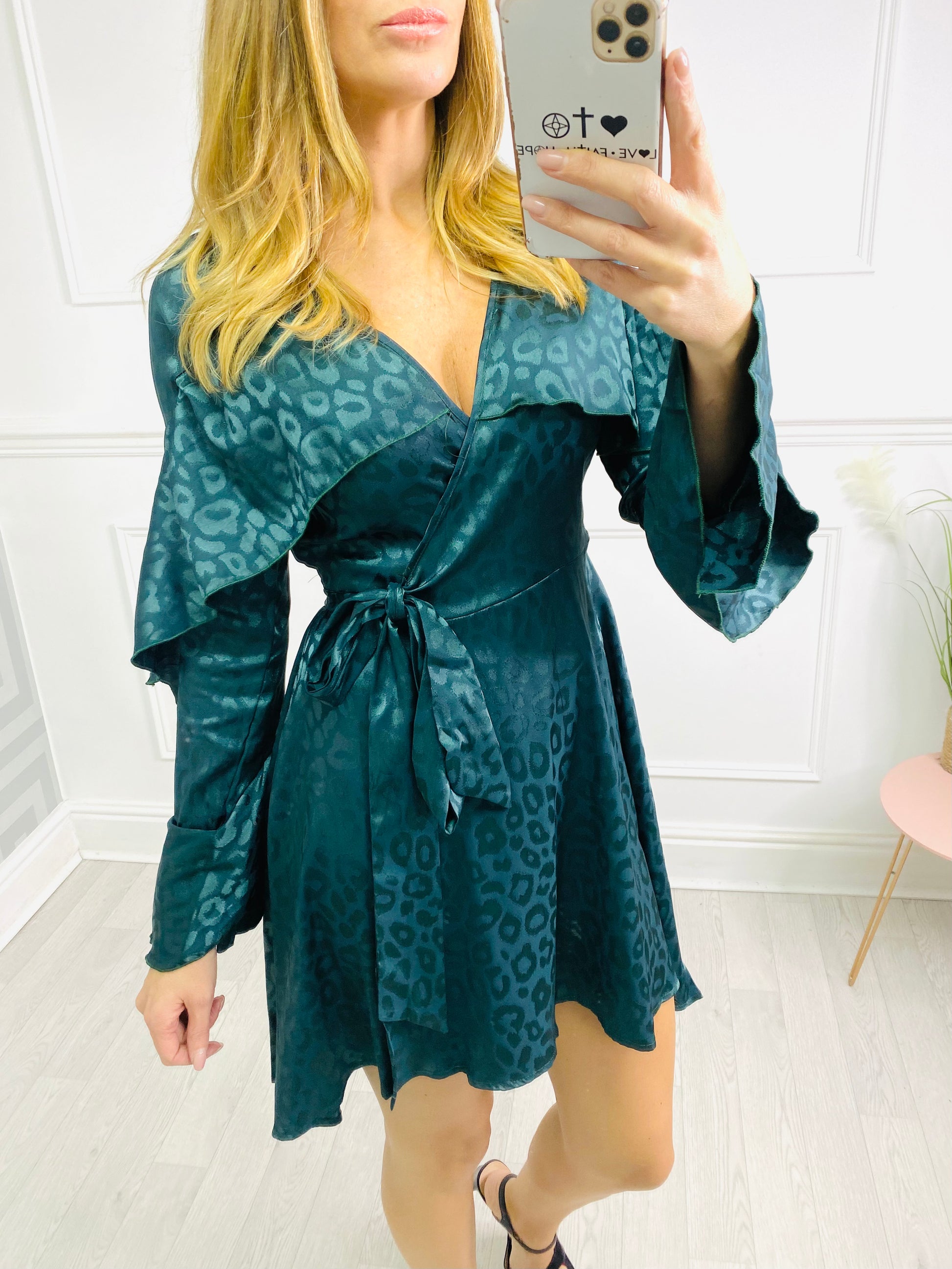 The Allie Wrap Dress - DARK GREEN - Love Faith Hope Boutique Dress